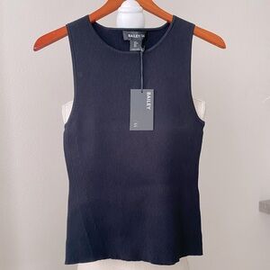 Bailey 44 Ribbed Black Fitted Stretch Sleeveless Sweater Tank Blouse Top L - New